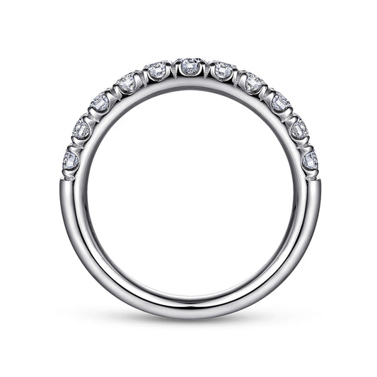 Platinum 11 Stone French Pave Diamond Wedding Band — Gabriel & Co. AN6073PT4JJ