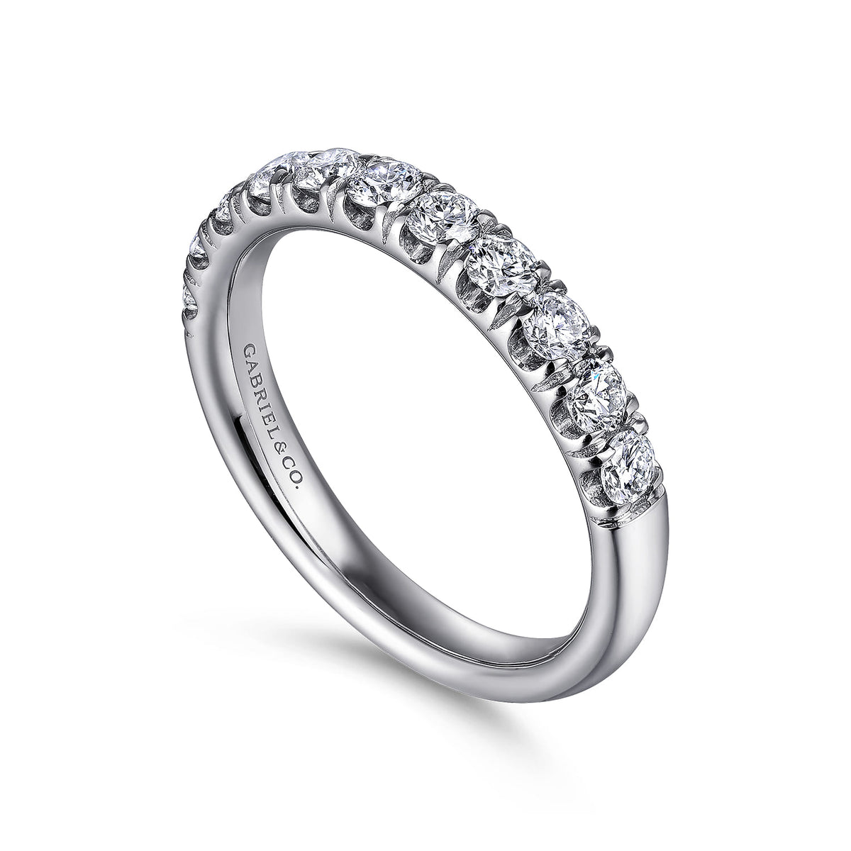 Platinum 11 Stone French Pave Diamond Wedding Band — Gabriel & Co. AN6073PT4JJ