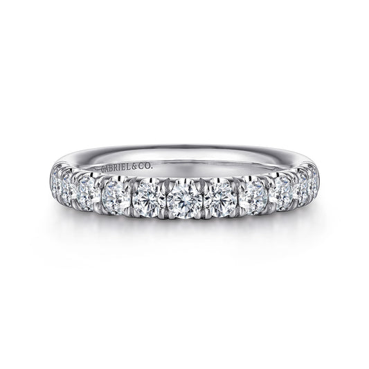 14K White Gold 11 Stone French Pavé Diamond Wedding Band — Gabriel & Co. AN6073W44JJ