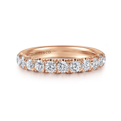 14K Rose Gold 11 Stone French Pave Diamond Wedding Band — Gabriel & Co. AN6074K44JJ
