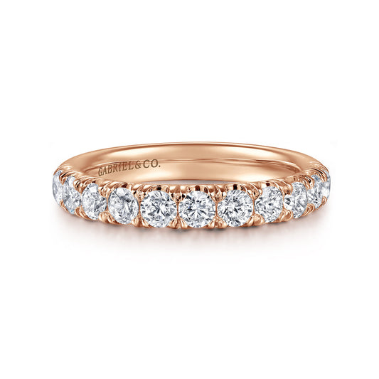 14K Rose Gold 11 Stone French Pave Diamond Wedding Band — Gabriel & Co. AN6074K44JJ