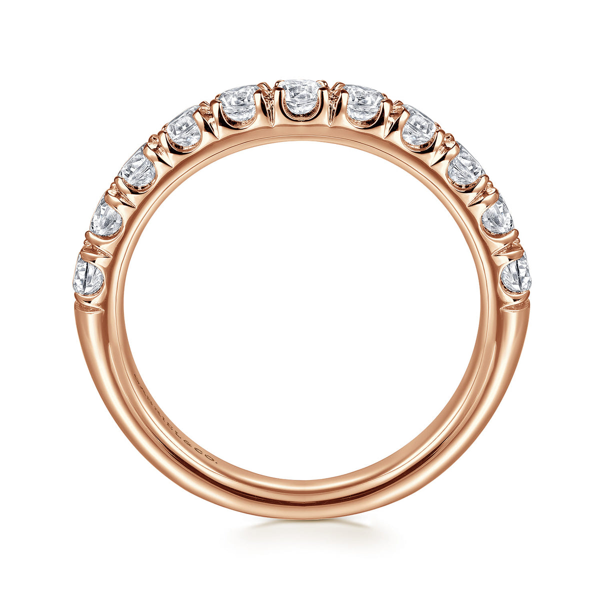 14K Rose Gold 11 Stone French Pave Diamond Wedding Band — Gabriel & Co. AN6074K44JJ