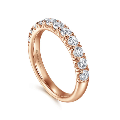 14K Rose Gold 11 Stone French Pave Diamond Wedding Band — Gabriel & Co. AN6074K44JJ