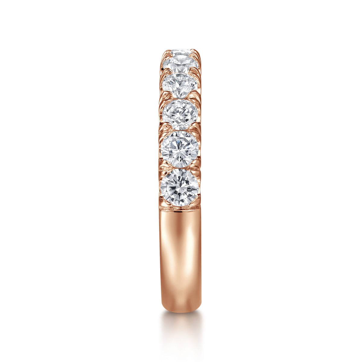 14K Rose Gold 11 Stone French Pave Diamond Wedding Band — Gabriel & Co. AN6074K44JJ