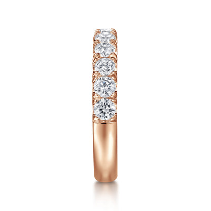 14K Rose Gold 11 Stone French Pave Diamond Wedding Band — Gabriel & Co. AN6074K44JJ