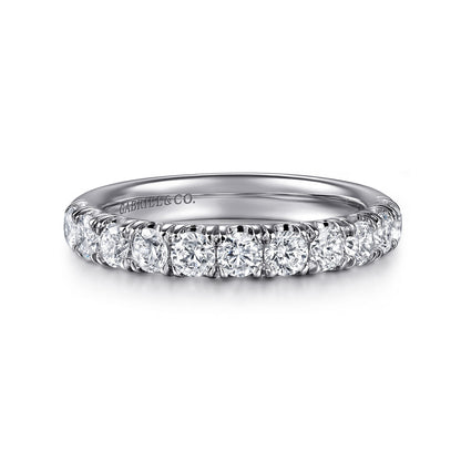 Platinum 11 Stone French Pave Diamond Wedding Band — Gabriel & Co. AN6074PT4JJ