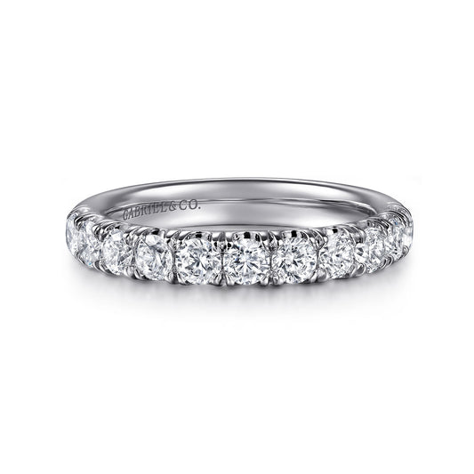 Platinum 11 Stone French Pave Diamond Wedding Band — Gabriel & Co. AN6074PT4JJ