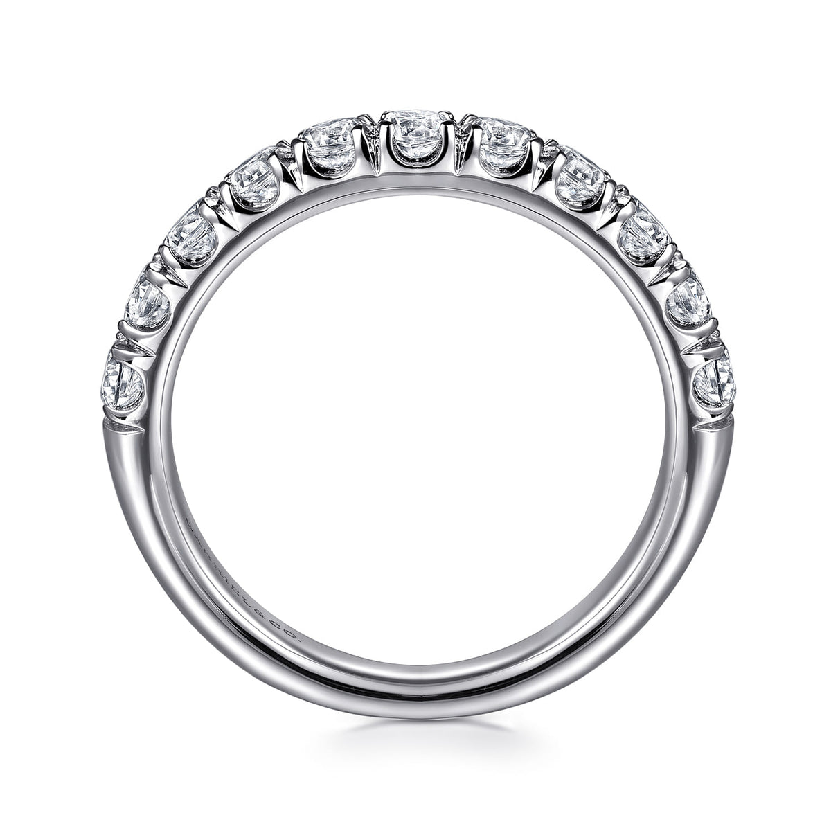 Platinum 11 Stone French Pave Diamond Wedding Band — Gabriel & Co. AN6074PT4JJ