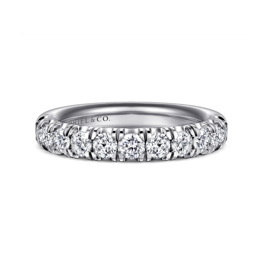 14K White Gold 11 Stone French Pavé Diamond Wedding Band — Gabriel & Co. AN6074W44JJ