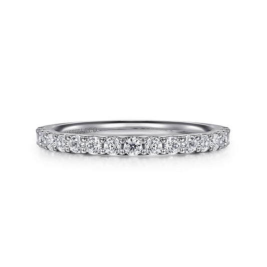 14K White Gold Shared Prong Diamond Wedding Band — Gabriel & Co. AN7574W44JJ
