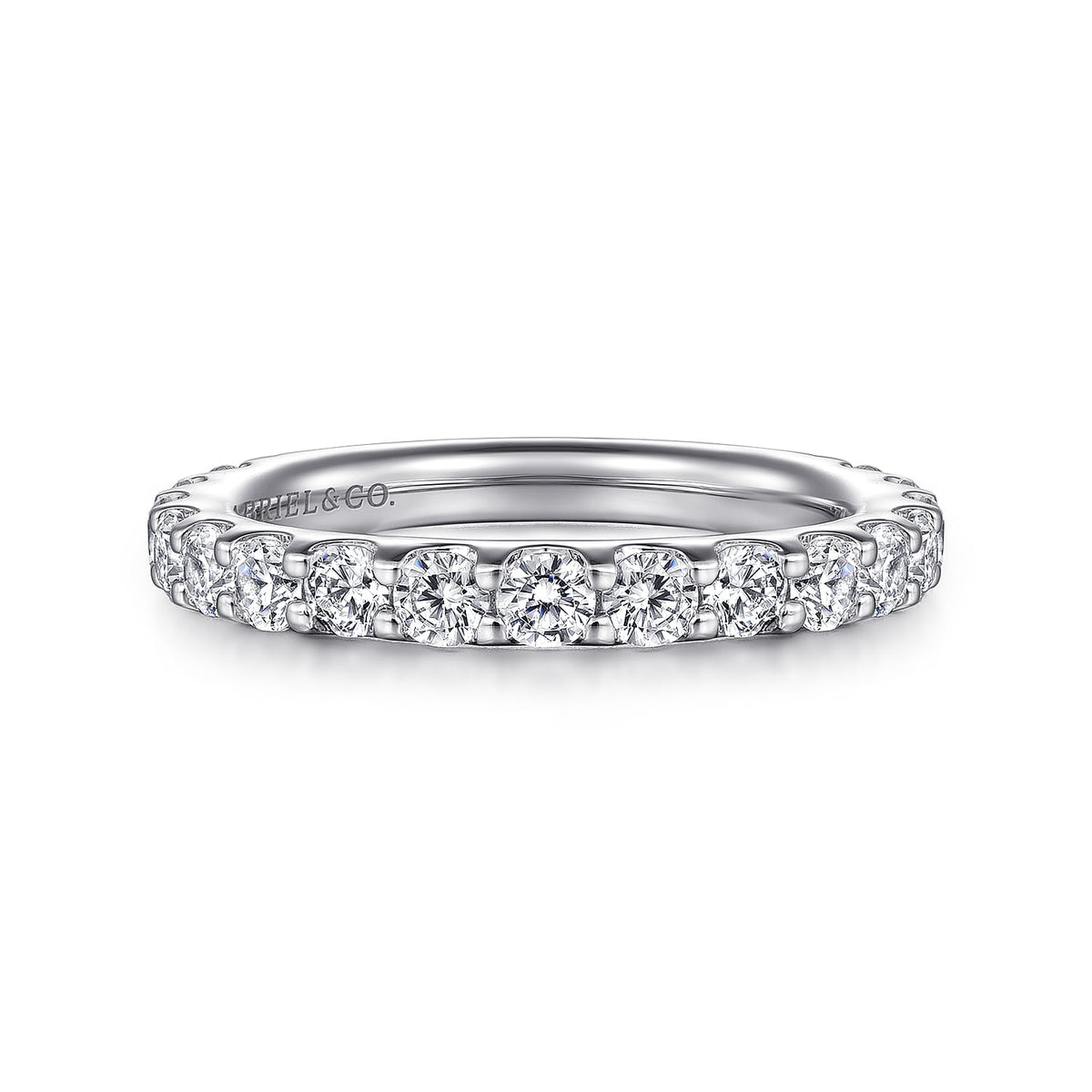 14K White Gold Shared Prong Diamond Wedding Band — Gabriel & Co. AN7576W44JJ