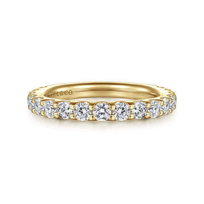 14K Yellow Gold Shared Prong Diamond Wedding Band — Gabriel & Co. official product image — AN7576Y44JJ