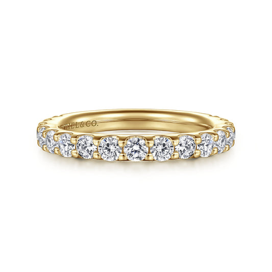 14K Yellow Gold Shared Prong Diamond Wedding Band — Gabriel & Co. official product image — AN7576Y44JJ