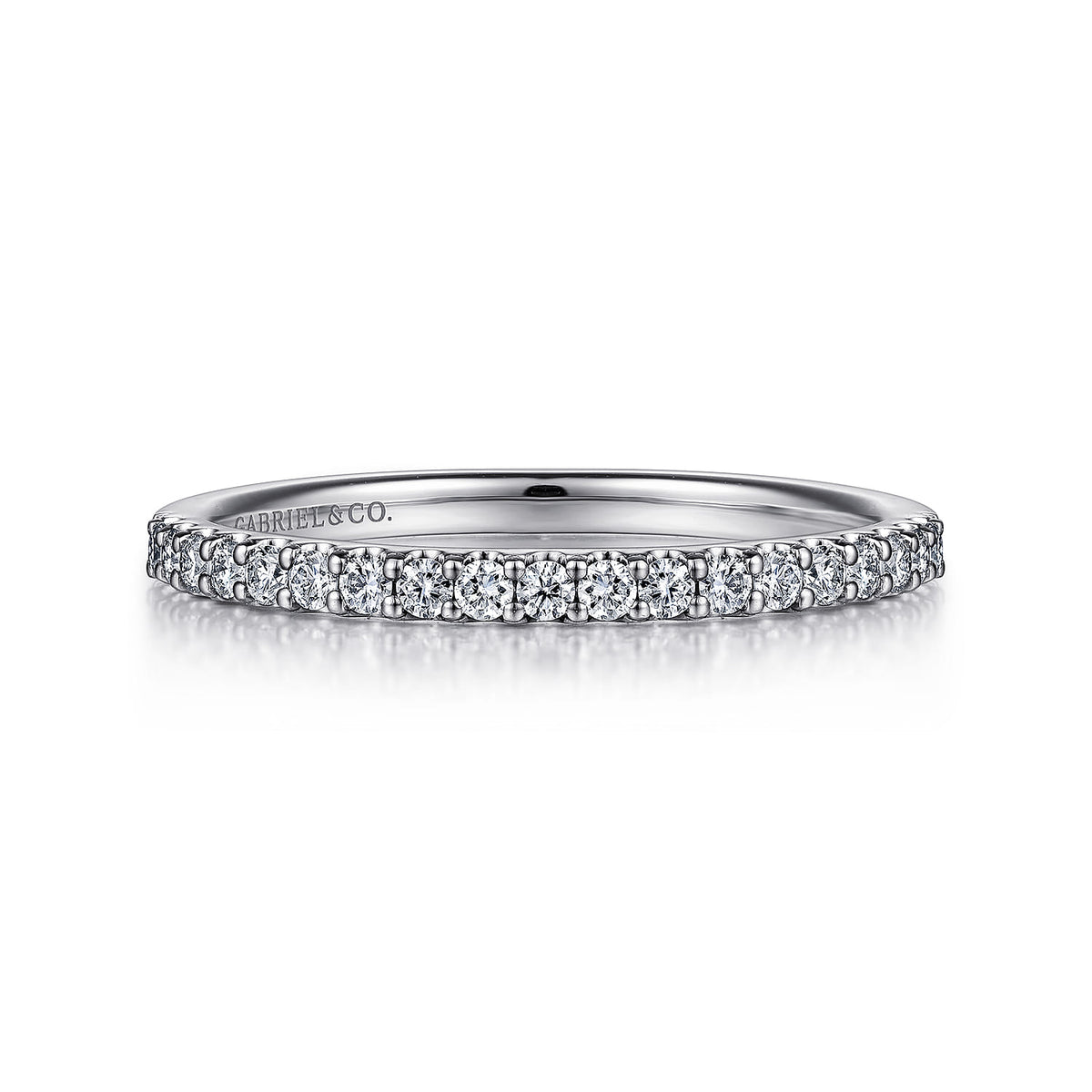 14K White Gold Shared Prong Diamond Wedding Band — Gabriel & Co. AN7577W44JJ