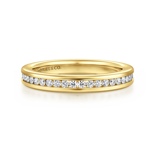 14K Yellow Gold Channel Set Diamond Wedding Band — Gabriel & Co. AN7578Y44JJ