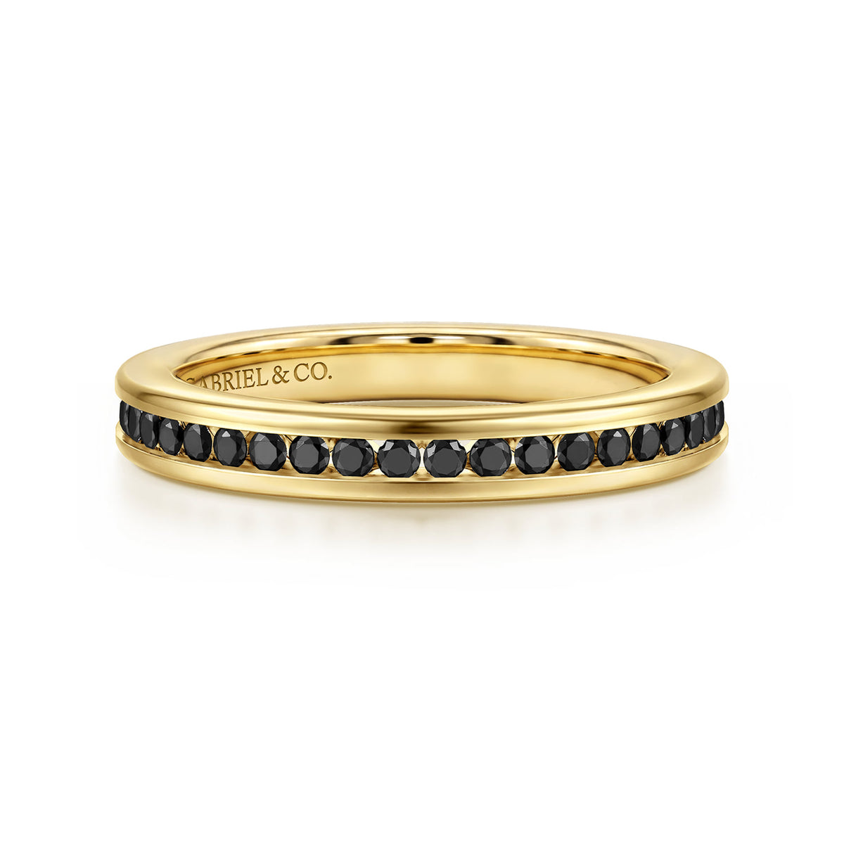 14K Yellow Gold Channel Set Black Diamond Wedding Band - 0.25 ct — Gabriel & Co. AN7578Y4JBD