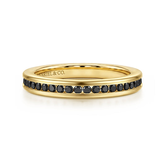 14K Yellow Gold Channel Set Black Diamond Wedding Band - 0.25 ct — Gabriel & Co. AN7578Y4JBD
