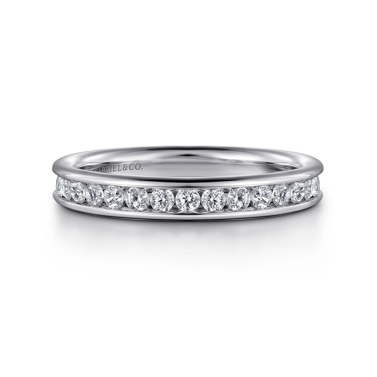 Platinum Channel Set Diamond Wedding Band — Gabriel & Co. AN7579PT4JJ