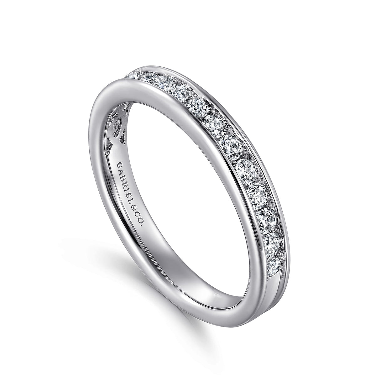Platinum Channel Set Diamond Wedding Band — Gabriel & Co. AN7579PT4JJ