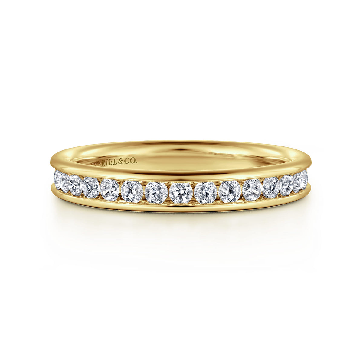 14K Yellow Gold Channel Set Diamond Wedding Band — Gabriel & Co. AN7579Y44JJ