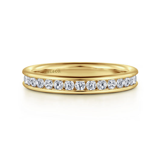 14K Yellow Gold Channel Set Diamond Wedding Band — Gabriel & Co. AN7579Y44JJ