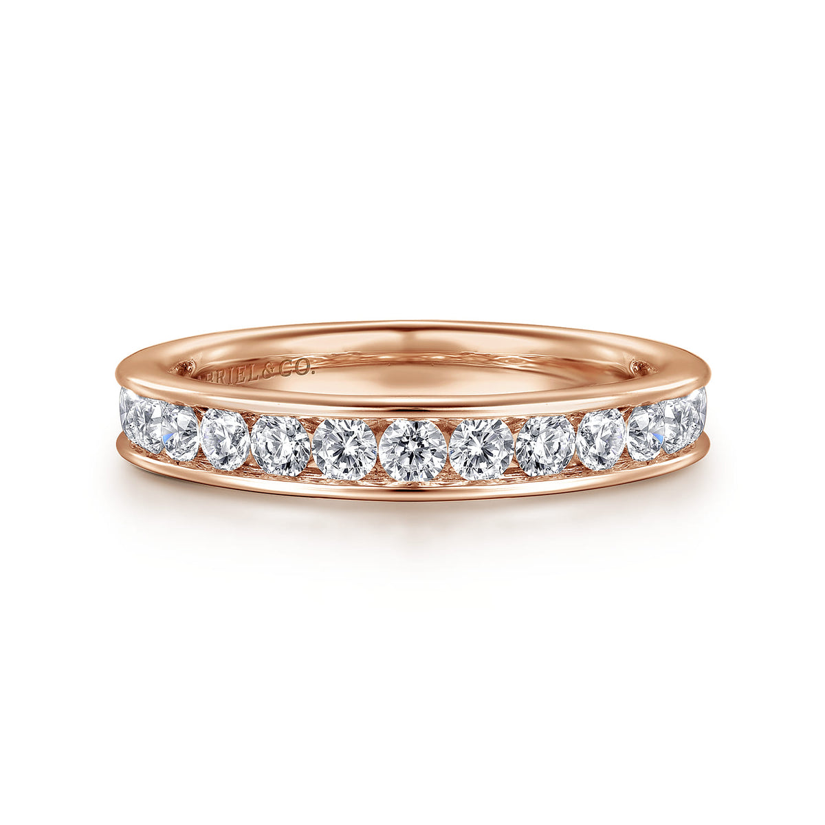 14K Rose Gold Channel Set Diamond Wedding Band — Gabriel & Co. AN7580K44JJ