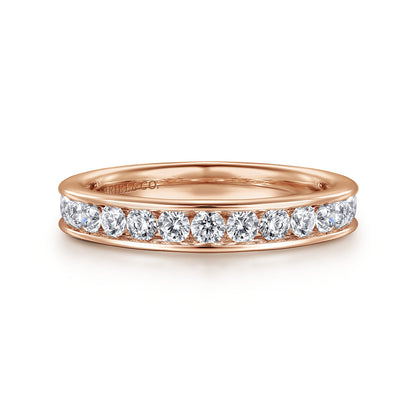 14K Rose Gold Channel Set Diamond Wedding Band — Gabriel & Co. AN7580K44JJ
