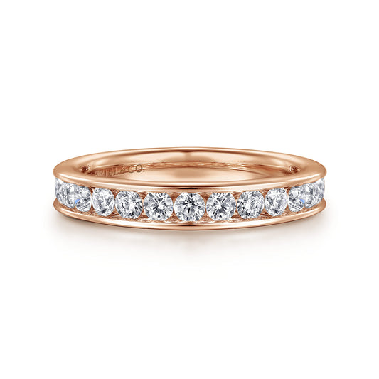 14K Rose Gold Channel Set Diamond Wedding Band — Gabriel & Co. AN7580K44JJ