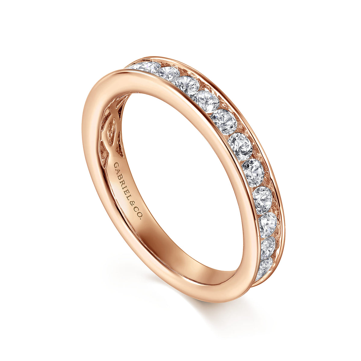 14K Rose Gold Channel Set Diamond Wedding Band — Gabriel & Co. AN7580K44JJ