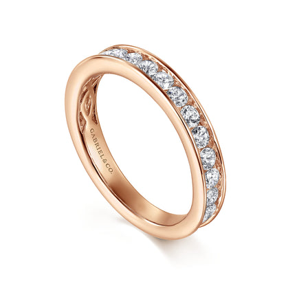 14K Rose Gold Channel Set Diamond Wedding Band — Gabriel & Co. AN7580K44JJ