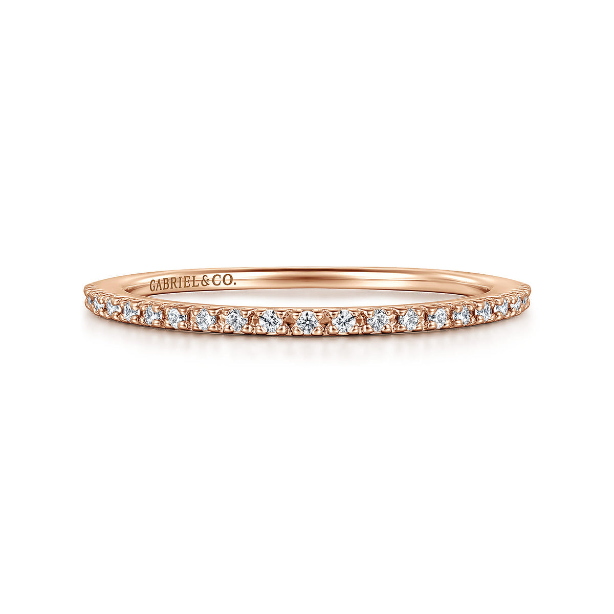 14K Rose Gold Prong Set Diamond Wedding Band — Gabriel & Co. AN7650K44JJ