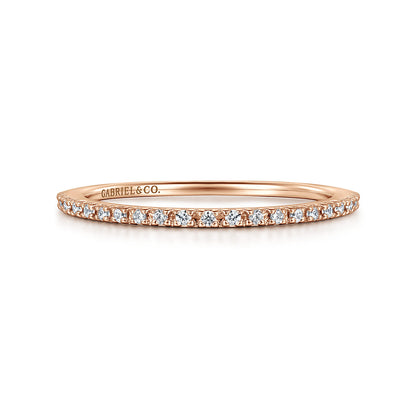 14K Rose Gold Prong Set Diamond Wedding Band — Gabriel & Co. AN7650K44JJ