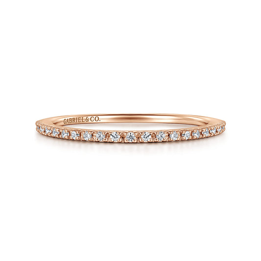 14K Rose Gold Prong Set Diamond Wedding Band — Gabriel & Co. AN7650K44JJ