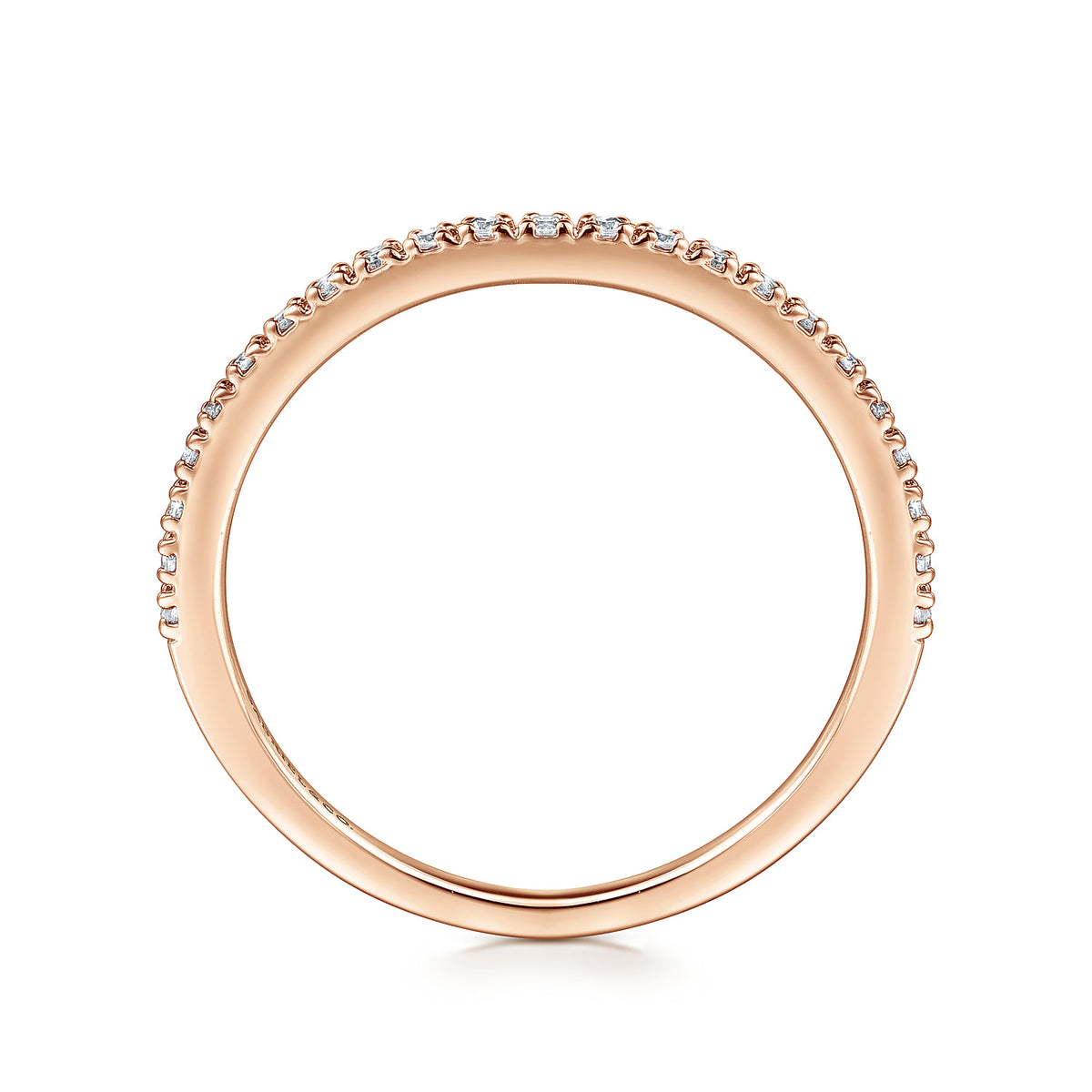 14K Rose Gold Prong Set Diamond Wedding Band — Gabriel & Co. AN7650K44JJ