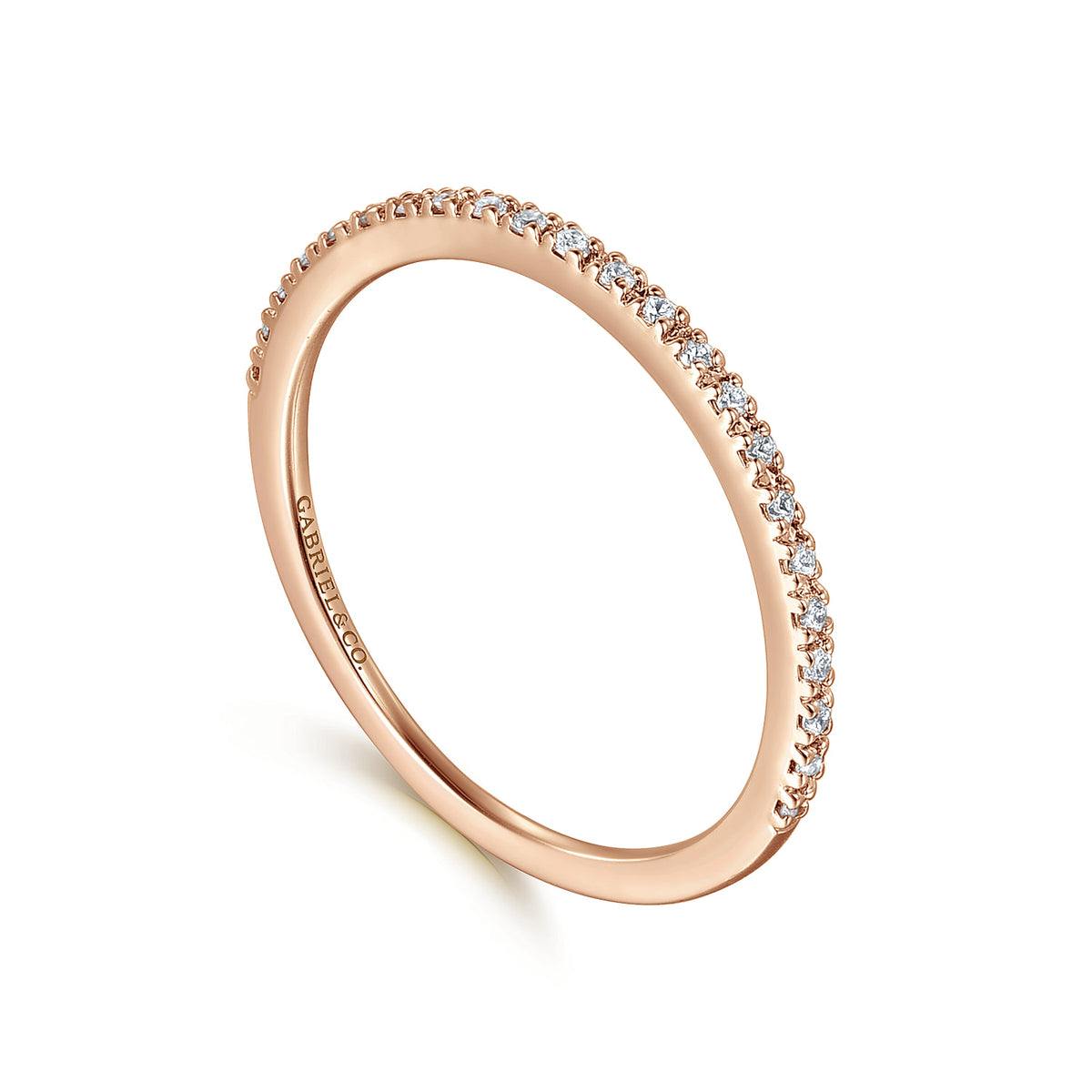 14K Rose Gold Prong Set Diamond Wedding Band — Gabriel & Co. AN7650K44JJ