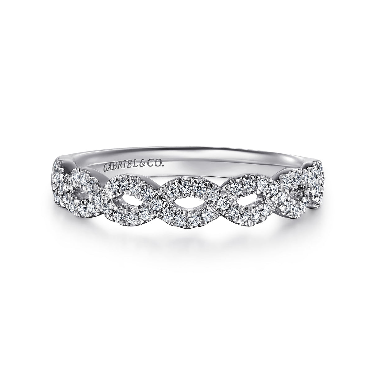 14K White Gold Twisted Diamond Anniversary Band — Gabriel & Co. AN8261W44JJ