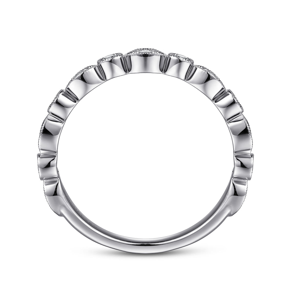 Vintage Inspired 14K White Gold Marquise and Round Station Diamond Anniversary Band — Gabriel & Co. AN8386W44JJ