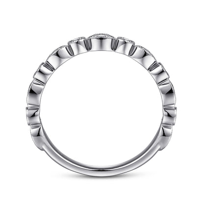 Vintage Inspired 14K White Gold Marquise and Round Station Diamond Anniversary Band — Gabriel & Co. AN8386W44JJ