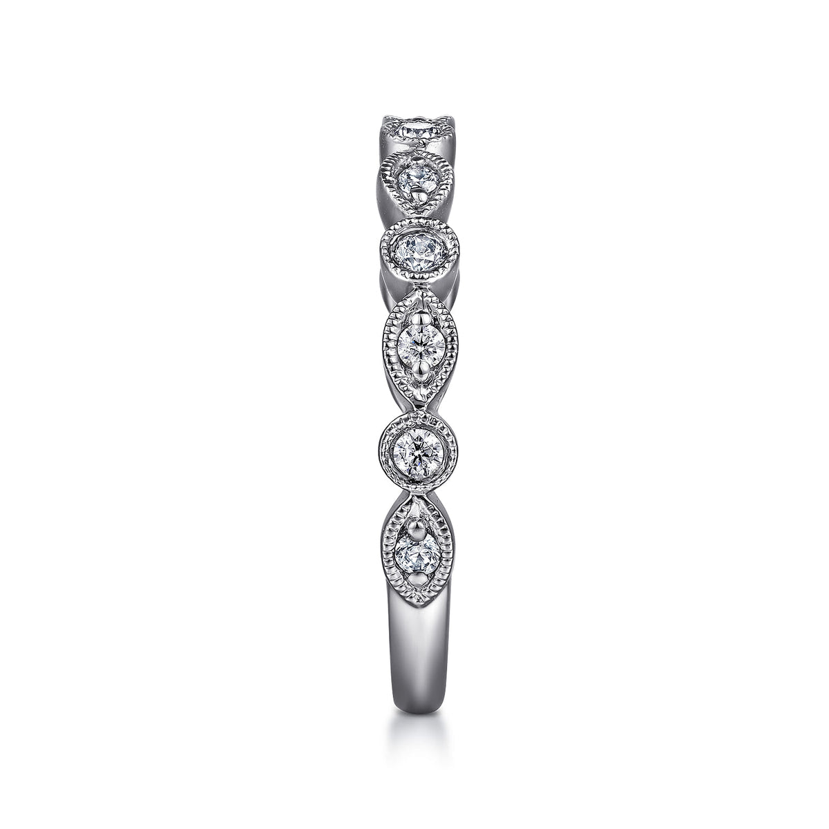 Vintage Inspired 14K White Gold Marquise and Round Station Diamond Anniversary Band — Gabriel & Co. AN8386W44JJ