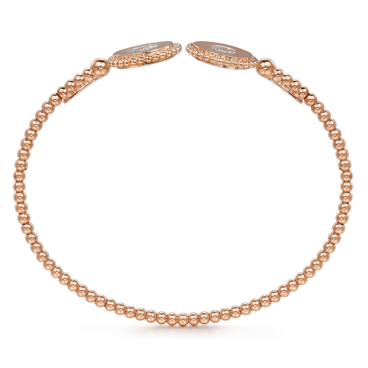 14K Rose Gold Diamond Initial G and C Bangle — Gabriel & Co. BG02GC-62K45JJ