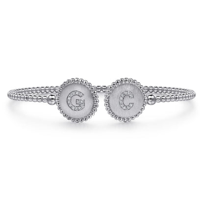 14K White Gold Diamond Initial G and C Bangle — Gabriel & Co. BG02GC-62W45JJ