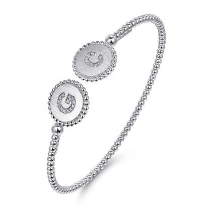 14K White Gold Diamond Initial G and C Bangle — Gabriel & Co. BG02GC-62W45JJ