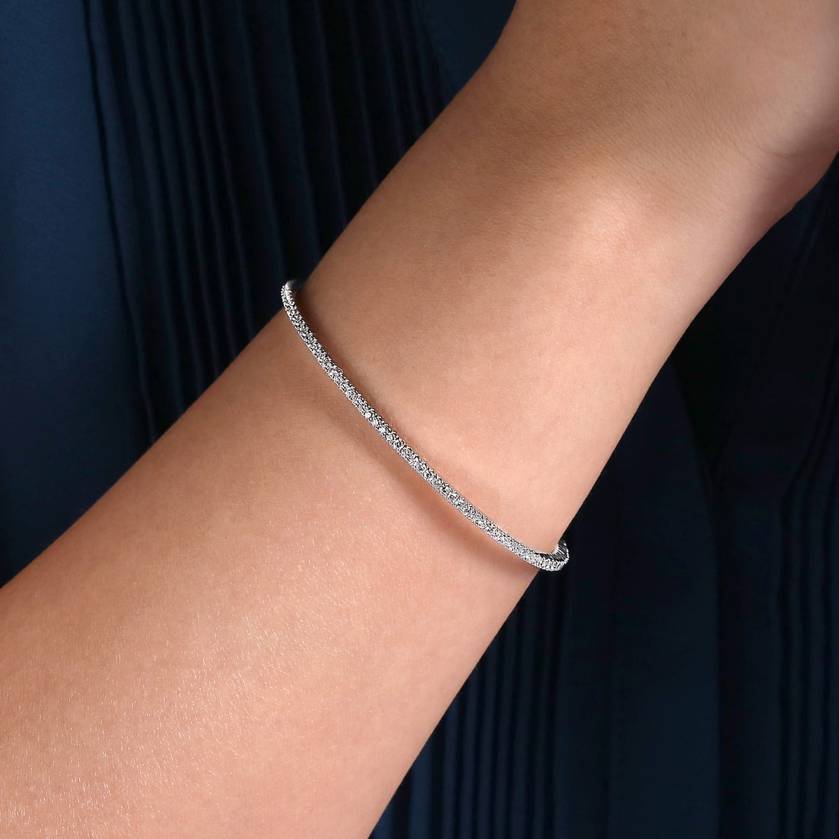 14K White Gold Diamond Bangle — Gabriel & Co. BG3221-62W45JJ