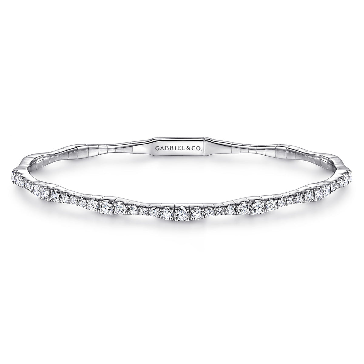 14K White Gold Diamond Station Bangle — Gabriel & Co. BG3707-62W45JJ