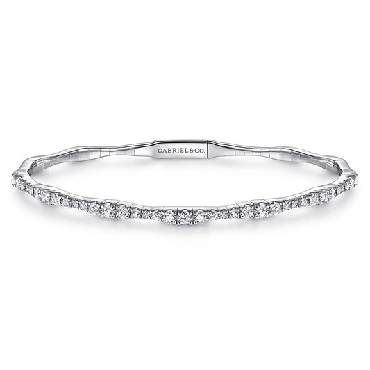 14K White Gold Diamond Station Bangle — Gabriel & Co. BG3707-62W45JJ