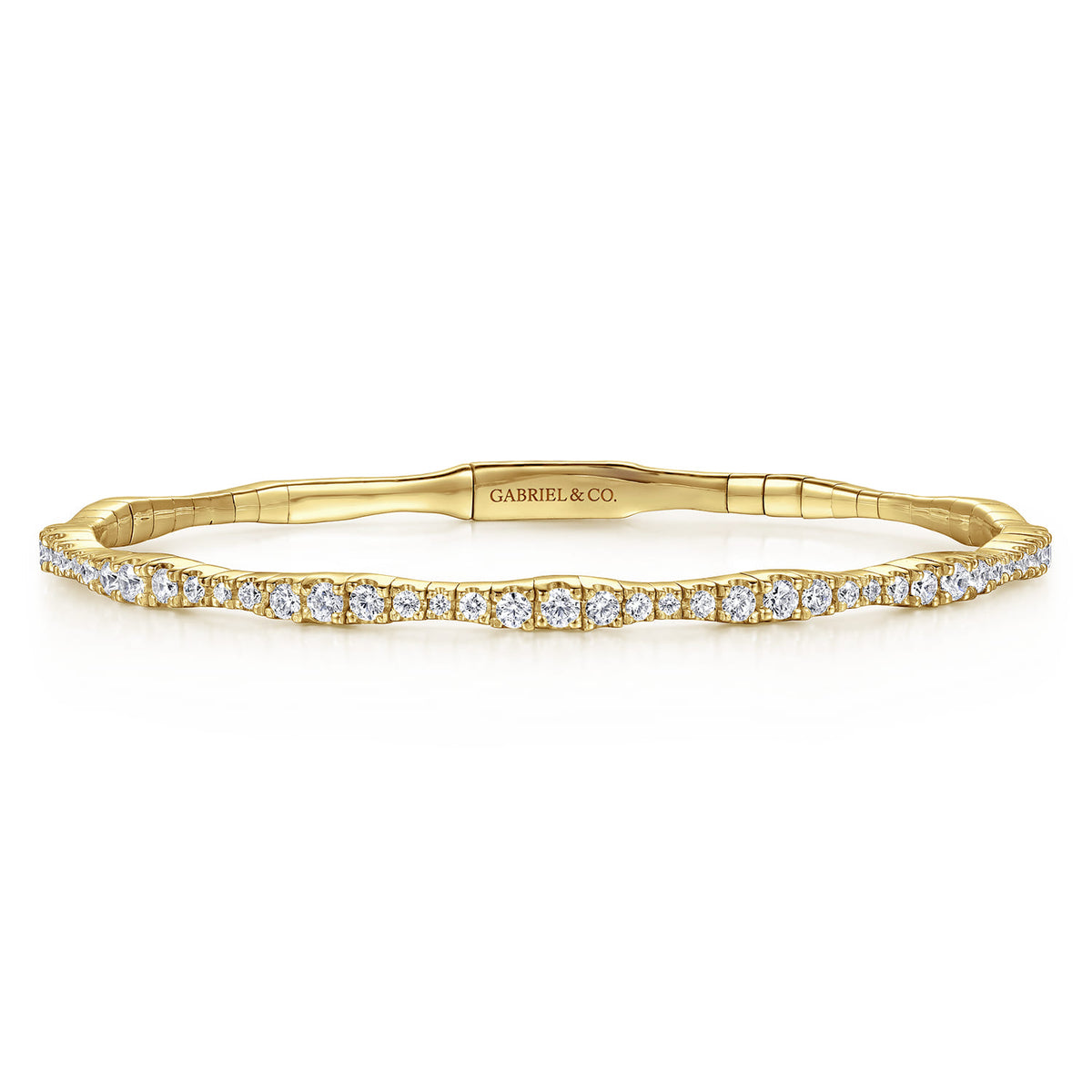 14K Yellow Gold Diamond Station Bangle — Gabriel & Co. BG3707-62Y45JJ