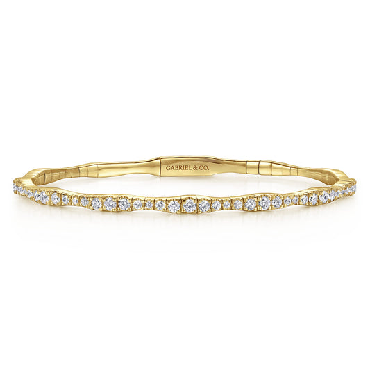 14K Yellow Gold Diamond Station Bangle — Gabriel & Co. BG3707-62Y45JJ