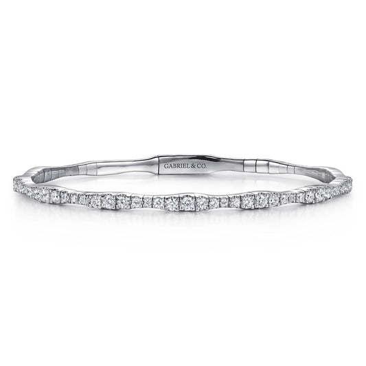 14K White Gold Diamond Station Bangle — Gabriel & Co. BG3707-65W45JJ
