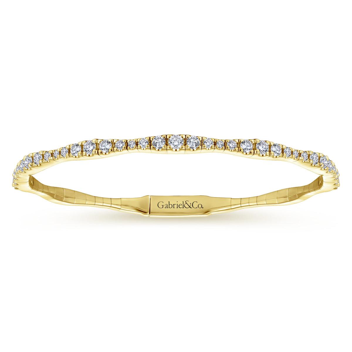 14K Yellow Gold Diamond Station Bangle — Gabriel & Co. BG3707-65Y45JJ
