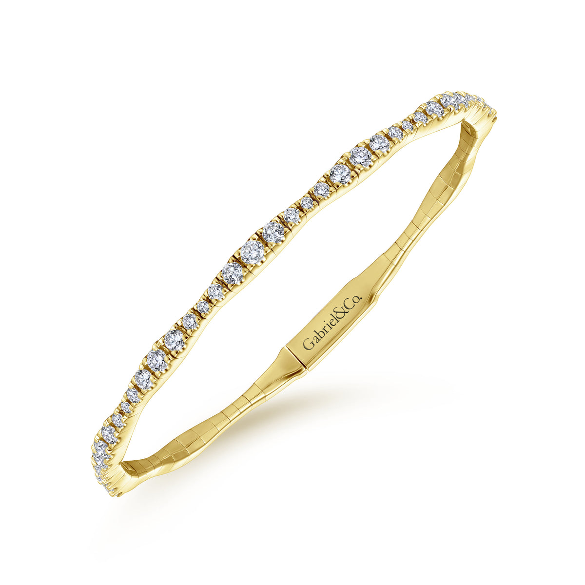14K Yellow Gold Diamond Station Bangle — Gabriel & Co. BG3707-65Y45JJ